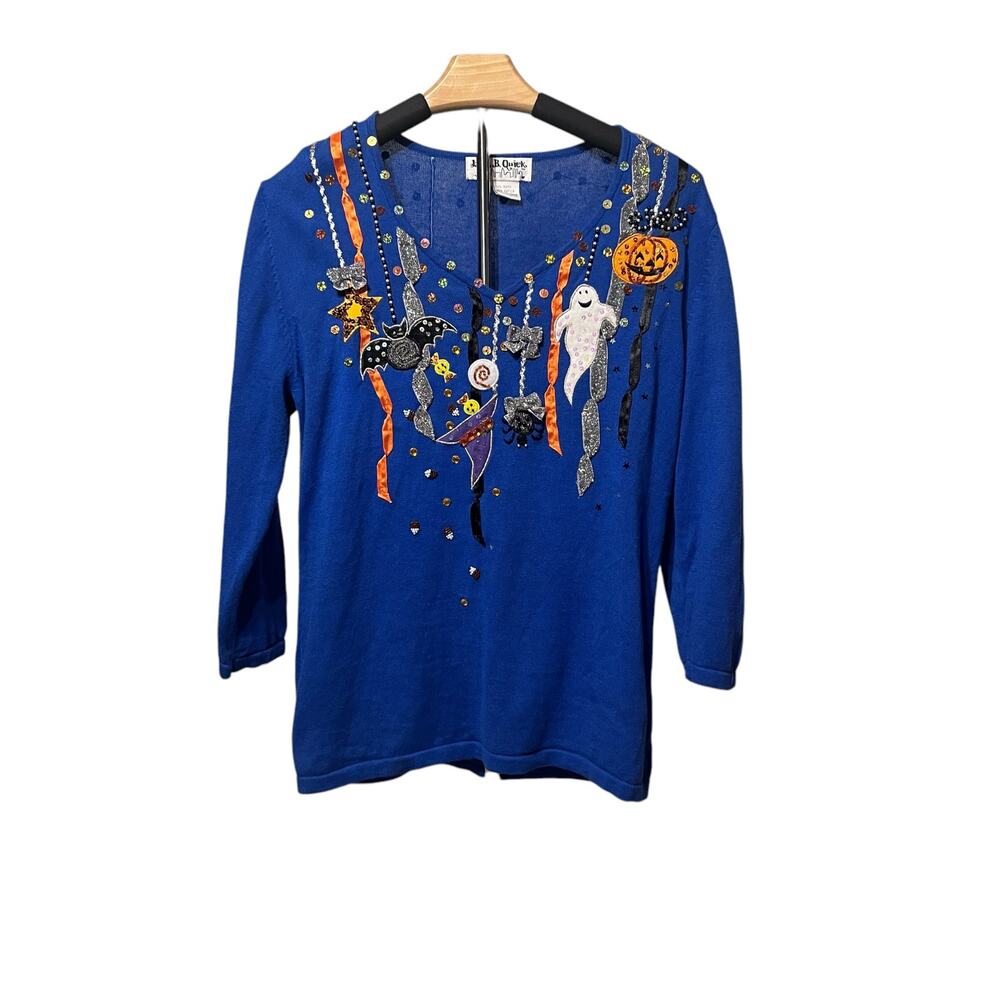 Jack B. Quick Sweater Womens M Vintage Halloween Ugly Sweater 3/4 Sleeve Spooky